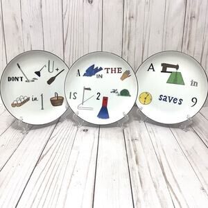 Vintage Rebus Word Puzzle Plates 7.5" Plates by Taste Setter Complete Set Of 3